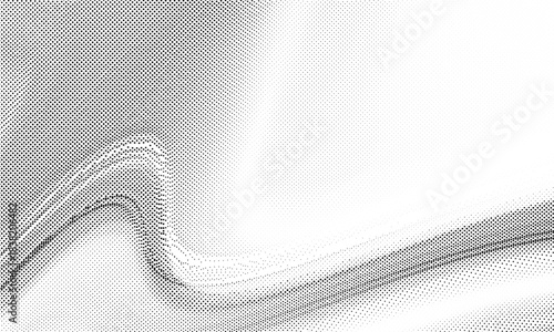 Flowing Wave Dot Halftone Vector Pattern: Curve Gradient Shape on Transparent Overlay Background. Suitable for AI, Tech, Network, Digital, Science
