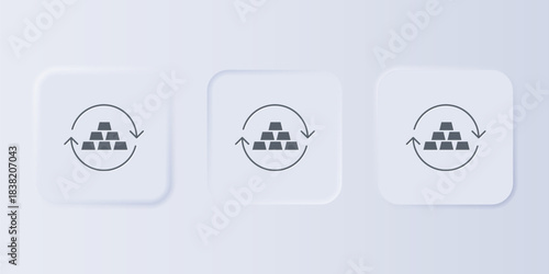 Grey Gold exchange money icon isolated on grey background. Money changer. Set icons in square buttons. Vector