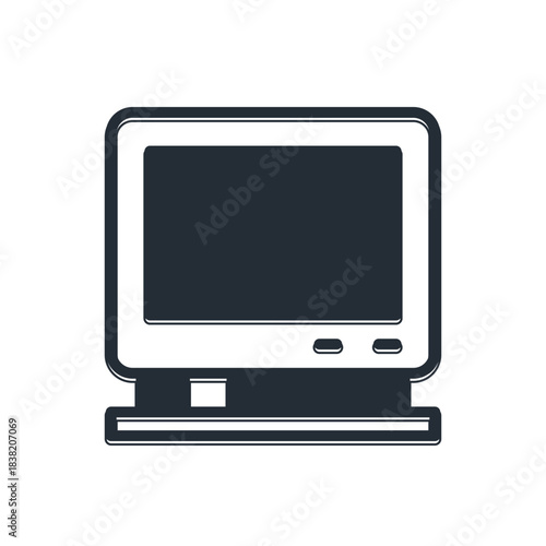 Black Retro tv icon isolated on white background. Television sign. Vector