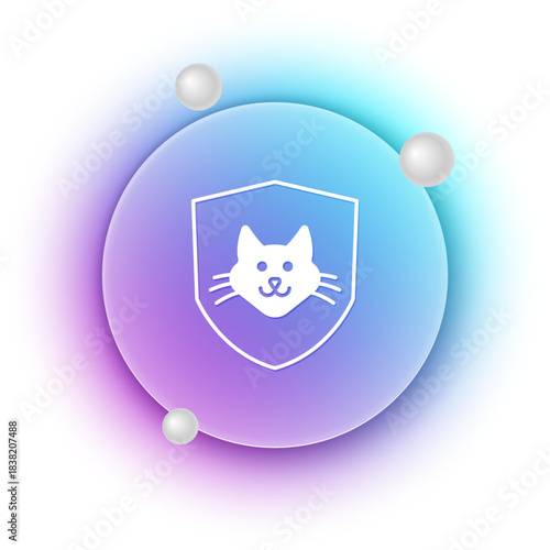 White Animal health insurance icon isolated on white background. Pet protection concept. Dog or cat paw print. Blue and purple gradient circle background. Vector