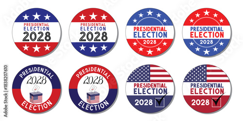 USA presidential election 2028 badges - vector illustration