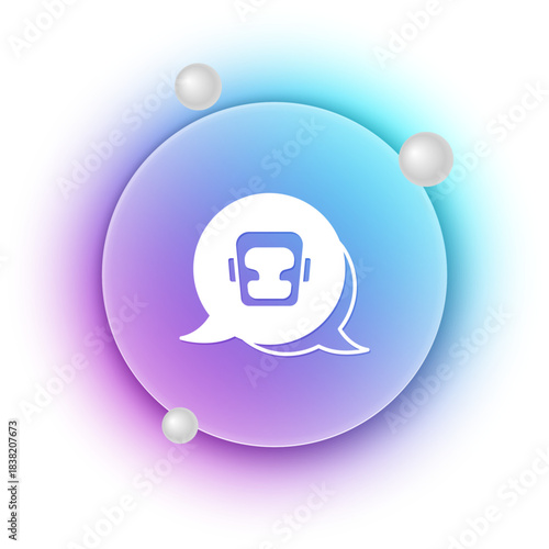 White Boxing helmet icon isolated on white background. Blue and purple gradient circle background. Vector