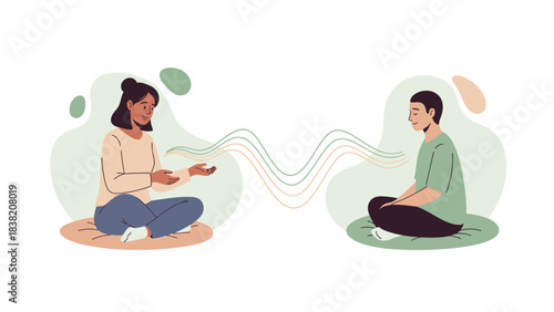 Illustration of Counseling, Therapy, or Interpersonal Communication with Wave Lines.