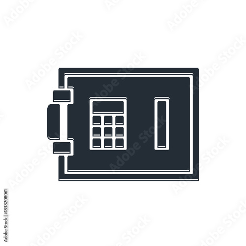 Black Safe icon isolated on white background. The door safe a bank vault with a combination lock. Reliable Data Protection. Vector