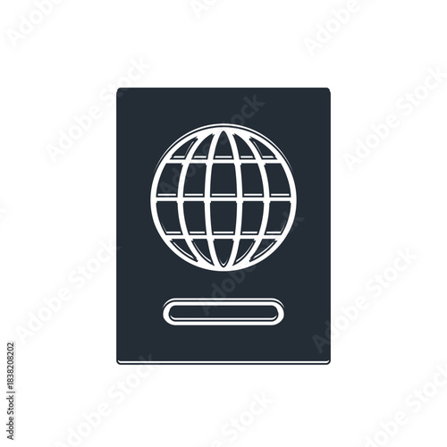 Black Passport with biometric data icon isolated on white background. Identification Document. Vector