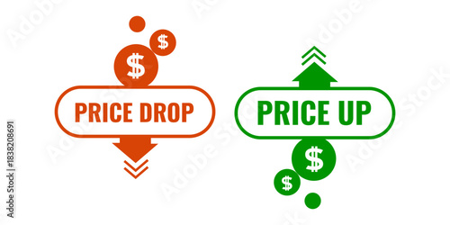 Price Drop and Price Up Indicators  Business Financial Graphics