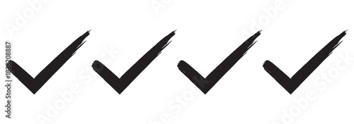 Check mark set. Hand painted grunge brush tick symbol design element. Isolated vector yes check marks collection.