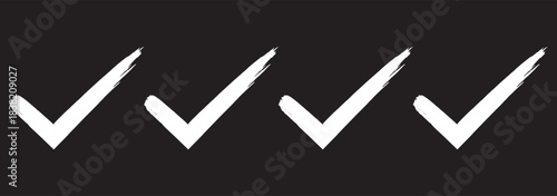 Check mark set. Hand painted grunge brush tick symbol design element. Isolated vector yes check marks collection.