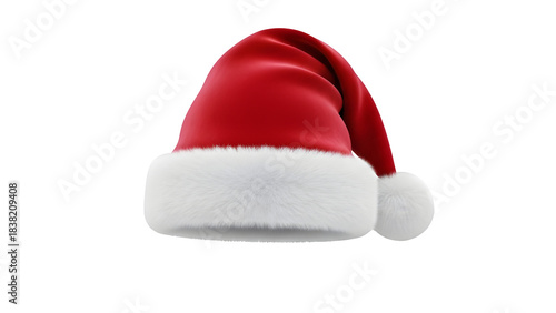 Red Santa Hat 3D Render - Glossy Finish, Clean Design, Modern Holiday, Isolated Cap & Festive Icon