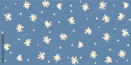 Whimsical Winter Snowflakes on Blue