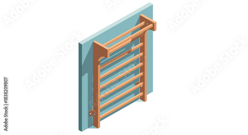 Isometric wooden wall bars for home gym and fitness design