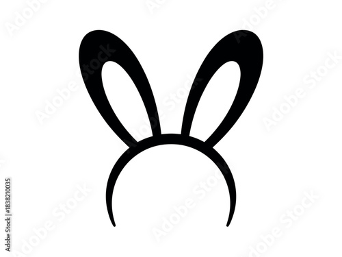 A simple black bunny ear headband accessory is displayed against a white background, suitable for costume or festive occasions.
