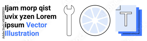 Technology tools, data management, content creation, business strategy, workflow automation, user interface. Wrench, diagram and text icons displayed. Technology tools and data management concepts