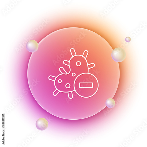 White Negative virus icon isolated on white background. Corona virus 2019-nCoV. Bacteria and germs, cell cancer, microbe, fungi. Orange and pink gradient circle background. Vector
