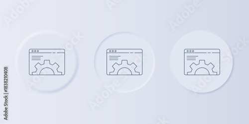 Grey Browser setting icon isolated on grey background. Adjusting, service, maintenance, repair, fixing. Set icons in square buttons. Vector