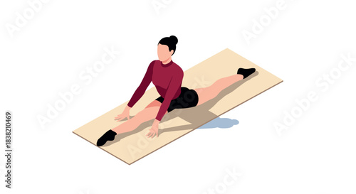 Gymnast performing splits on mat in isometric style