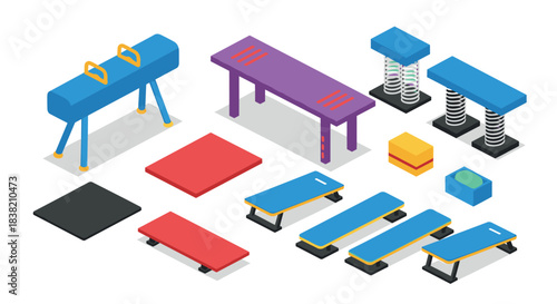 Colorful isometric gymnastics equipment set for training and exercise