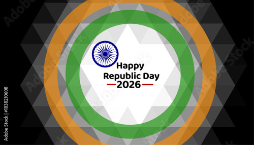 happy republic day 2026 india dark geometric tricolor