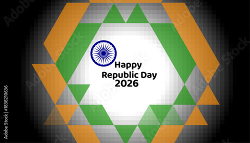 happy republic day 2026 india geometric tricolor design
