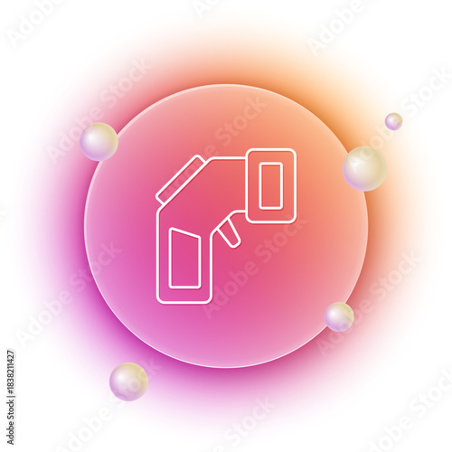 White Digital contactless thermometer with infrared light icon isolated on white background. Orange and pink gradient circle background. Vector