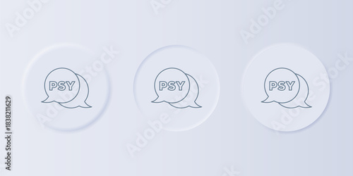 Grey Psychology icon isolated on grey background. Psi symbol. Mental health concept, psychoanalysis analysis and psychotherapy. Set icons in square buttons. Vector