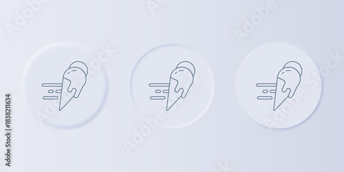 Grey Online ordering and ice cream in waffle cone icon isolated on grey background. Sweet symbol. Set icons in square buttons. Vector