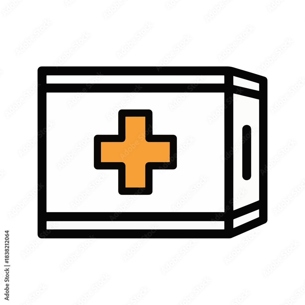 Obraz premium Medical first aid kit icon. Healthcare and emergency symbol with a cross. Simple filled outline vector illustration