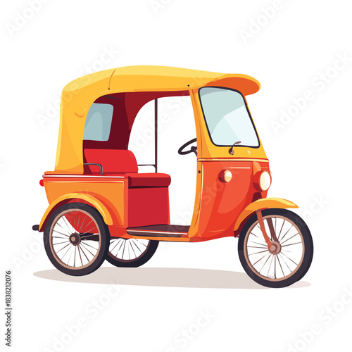 Colorful Auto Rickshaw Vehicle Illustration.