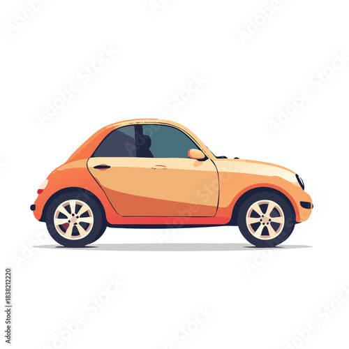 Compact orange car with a sleek design and modern wheels.