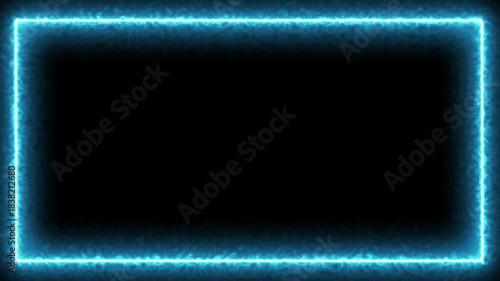 Futuristic Neon Blue Frame on Black Background