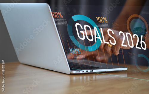 Goals 2026 with Businessman — Business Target and Technology Success Concept