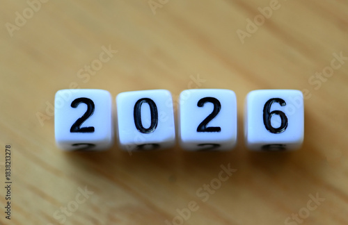 Top View of 2026 Number — New Year Greeting and Celebration Concept