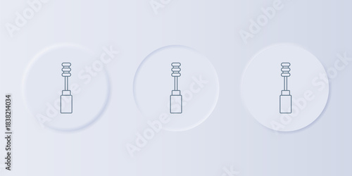Grey Mascara brush icon isolated on grey background. Set icons in square buttons. Vector