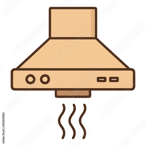 Cute Kitchen Hood Icon with Warm Steam Lines