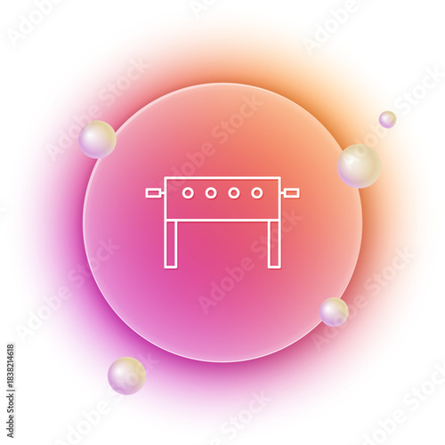 White Hockey table icon isolated on white background. Orange and pink gradient circle background. Vector