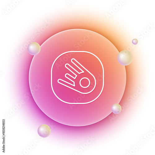 White Comet falling down fast icon isolated on white background. Orange and pink gradient circle background. Vector