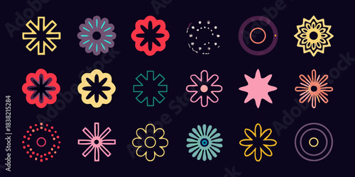 A collection of vibrant and colorful floral designs in a repeating pattern