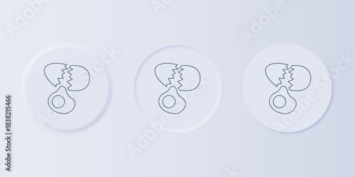 Grey Broken egg icon isolated on grey background. Happy Easter. Set icons in square buttons. Vector