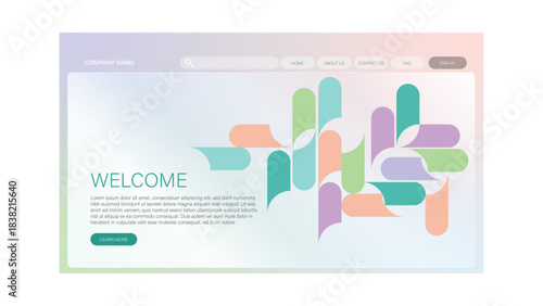 Creative horizontal website screen part for responsive web design project development. Abstract geometric pattern banner layout mock up.