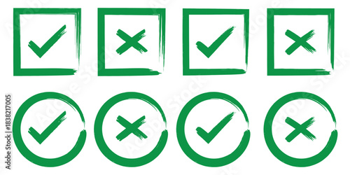 Check tick mark icon set. Green check mark vector symbol icon. Vector symbols set ,green checkmark isolated on white background. Brush strokes green