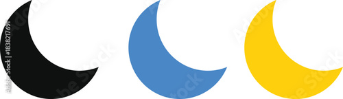 moon icons set. Weather forecast icons. Screen  contrast level signs. Day and Night icon symbol
