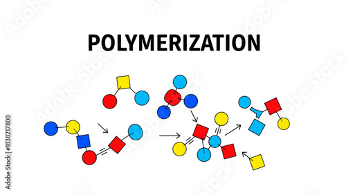 Schematic vector illustration showing the concept of Polymerization.