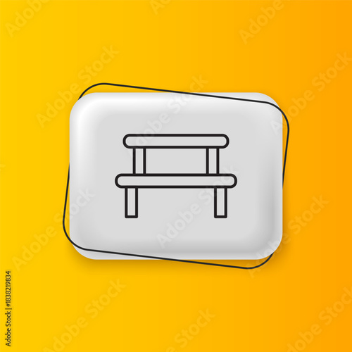 Black Sauna wood bench icon isolated on yellow background. Silver rectangle button. Vector