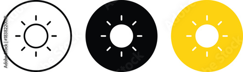 Sun Icon Set. Day  symbols. Weather and space signs. Weather forecast icons. Celestial time cycle design
