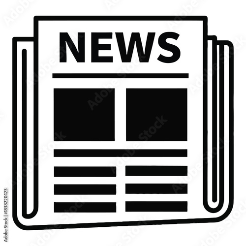 Simple black and white illustration of a newspaper with blank spaces