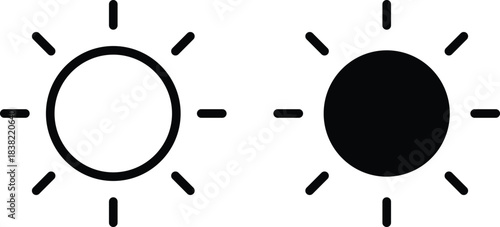 Sun  Icon Set. Day symbols. Weather and space signs. Weather forecast icons. Celestial time cycle design
