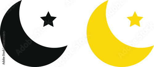 Moon Icon Set. Day and night symbols. Weather and space signs. Weather forecast icons. Celestial time cycle design
