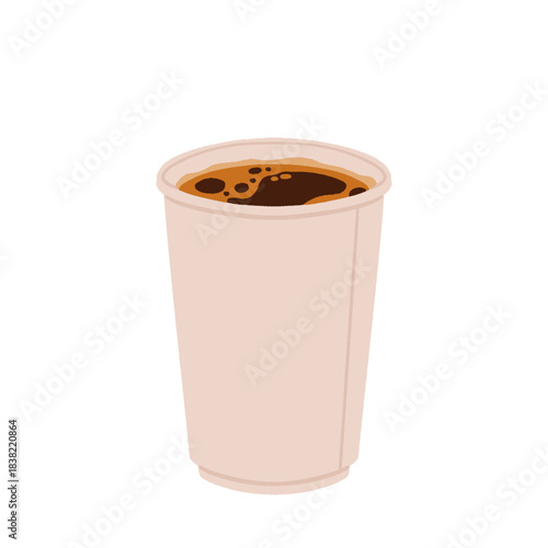 Takeaway paper coffee cups. Takeout hot drinks to go in paper mugs with lids and sleeves, zarf. Take-away tea and coffee on holder. Flat vector illustration isolated on white background