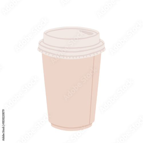 Takeaway paper coffee cups. Takeout hot drinks to go in paper mugs with lids and sleeves, zarf. Take-away tea and coffee on holder. Flat vector illustration isolated on white background