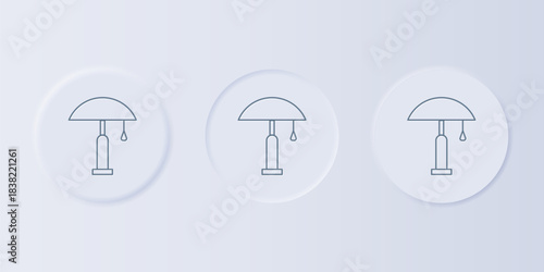 Grey Table lamp icon isolated on grey background. Set icons in square buttons. Vector